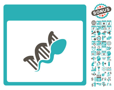精子 Dna 复制日历页单位矢量图标与奖金
