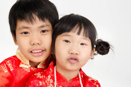 中国服饰文化中亚洲可爱的小孩
