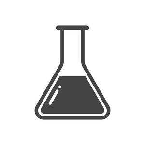 化学试管象形图图标.实验室玻璃器皿或烧杯设备隔离在白色背景上.