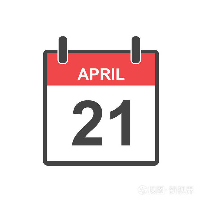 4月 21 日的日历图标.矢量图在平面样式