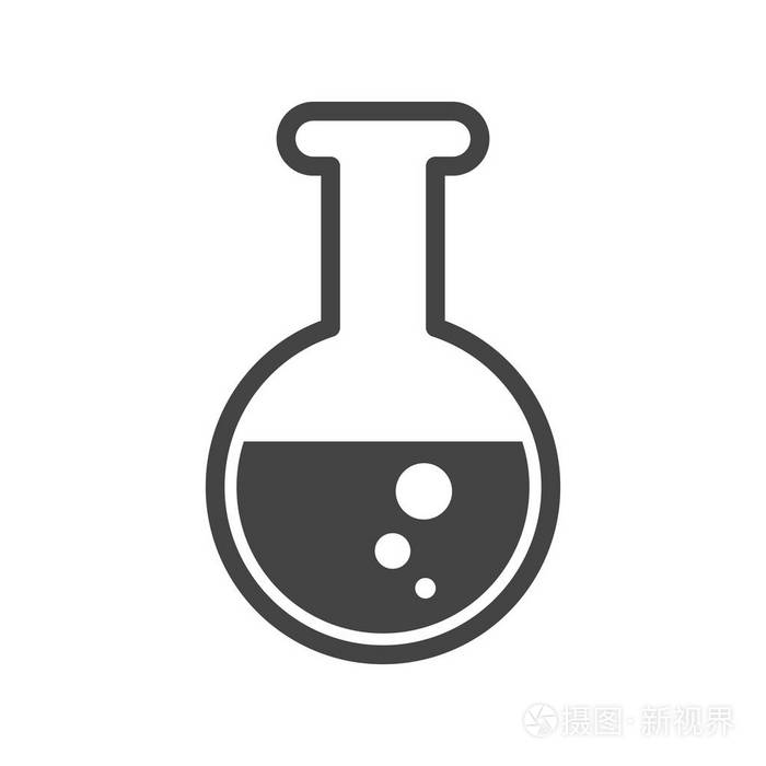 化学试管象形图图标化学实验室设备隔离在白色背景上科学实验的实验