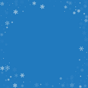 稀疏的降雪角落架在蓝色背景矢量图