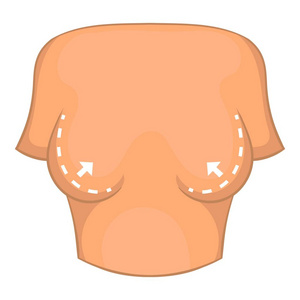 女性乳房矫正图标,卡通风格照片