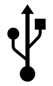 在白色背景上的黑色 usb 连接图标标志照片