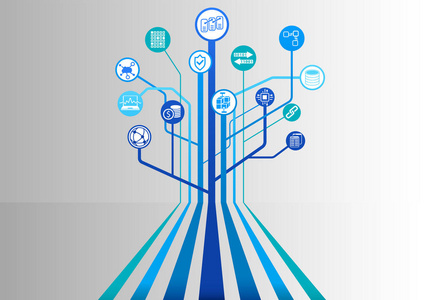 Blockchain 矢量背景与像分布式的数据库 匿名的传输和加密货币的各种图标