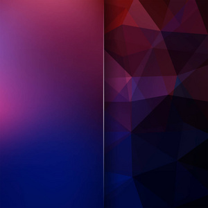 抽象的马赛克背景。模糊背景。三角几何背景。设计元素。矢量图。粉红色，紫色，蓝色的颜色