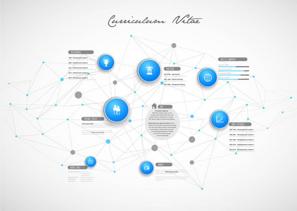 蓝色和灰色圆圈和点创意简单的简历模板