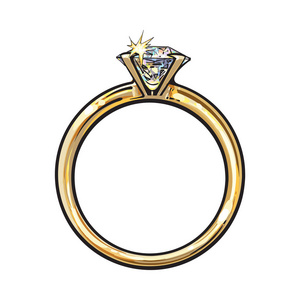 金色闪亮钻石的订婚戒指