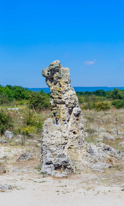 自然现象 Pobiti 卡玛尼，称为石林。瓦尔纳，保加利亚