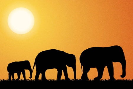 家庭的大象在非洲矢量