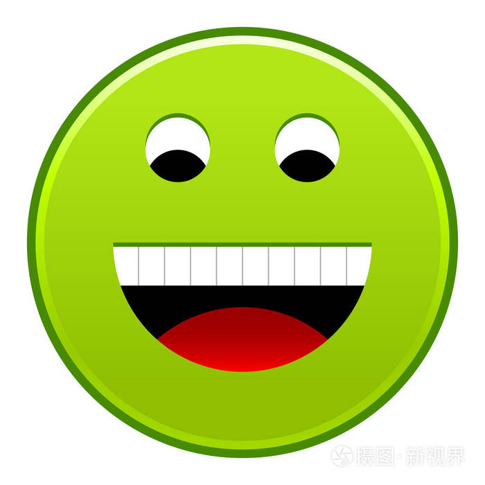 绿色微笑开朗的笑脸快乐表情符号