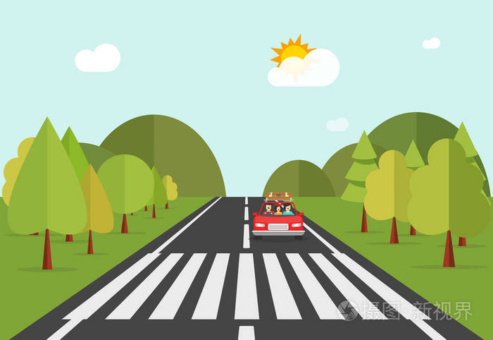 人行横道路径路车,汽车停在人行横道前插画-正版商用图片0wencc-摄图