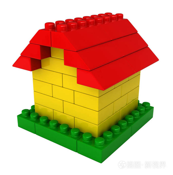 抽象的房子从塑料积木