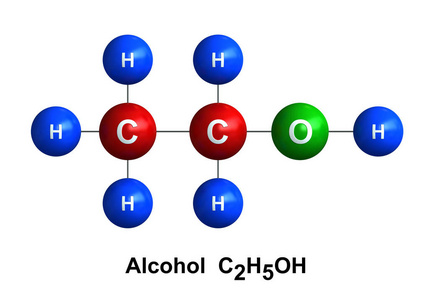 乙醇分子分子结构的酒精的 3d 渲染照片