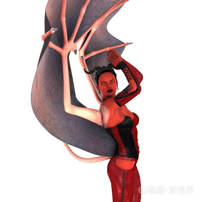 3d cg 渲染的魔鬼女人