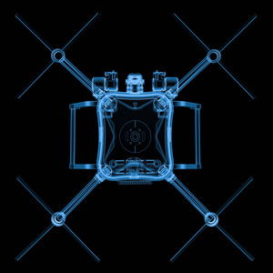 x 射线无人机上黑色孤立