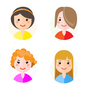 组的四个女性面孔图片