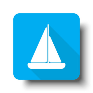 白色帆船蓝色 web 按钮上的图标