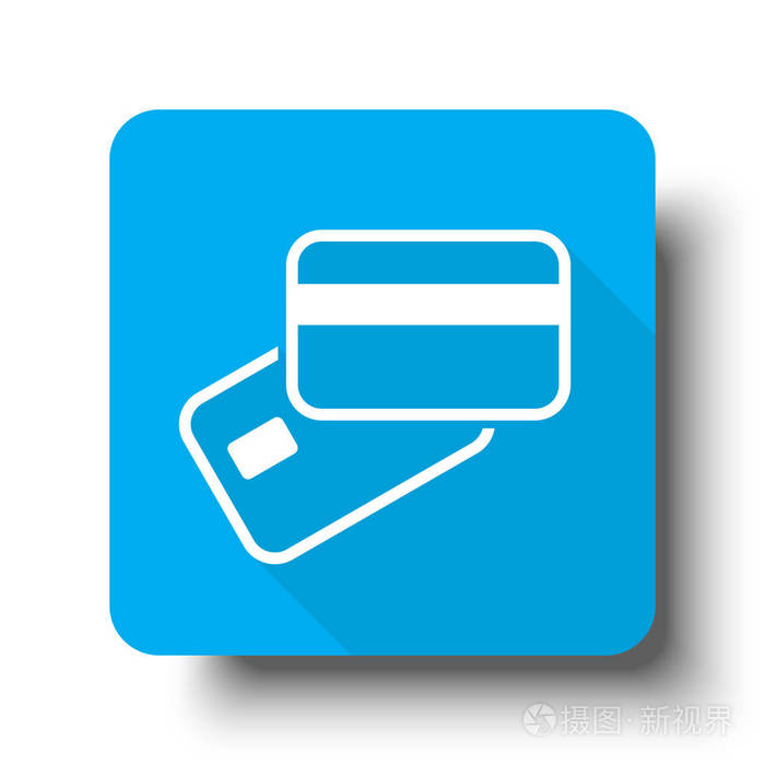 白信用卡付款蓝色 web 按钮的图标