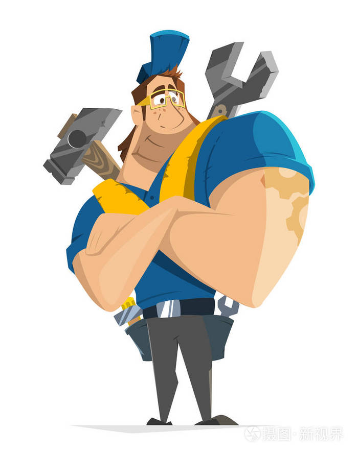 工人工人杂工修理工机械人矢量字符