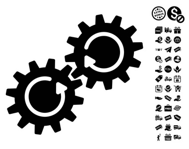 齿轮与免费奖金机制旋转图标图片