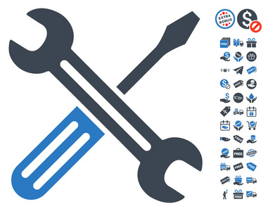 扳手和螺丝刀图标免费奖金