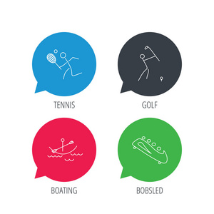 划船，网球和高尔夫球图标