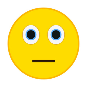 中性的图释.冷漠的表情符号矢量图照片