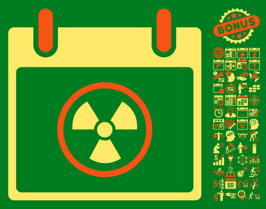奖金与放射性日历天平面矢量图标