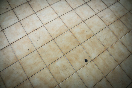 浴室淋浴间的脏旧瓷砖淋浴舱瓷砖上的黑色模具.