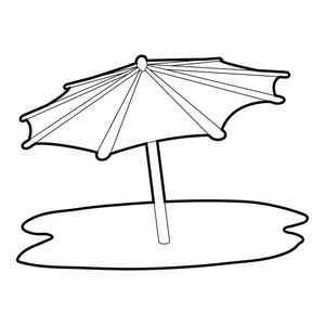 海滩伞图标，等距 3d 风格