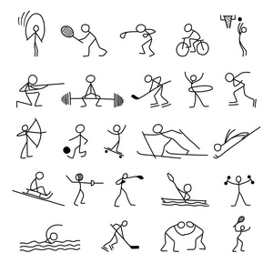 卡通图标体育组的人物素描小矮人照片