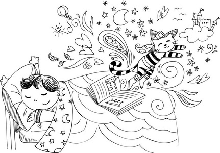 孩子做梦图片-孩子做梦素材-孩子做梦插画-摄图新视界