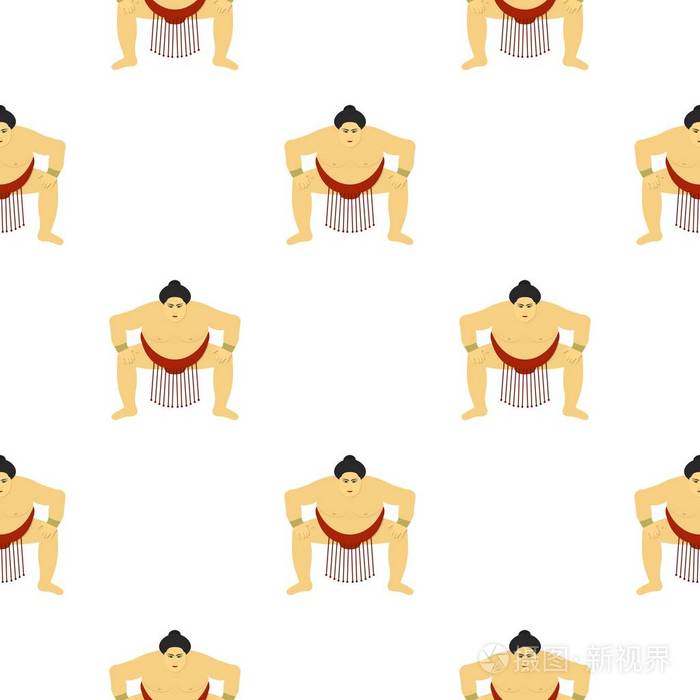 在白色背景上孤立的卡通风格的相扑摔跤手图标.日本模式股票矢量图