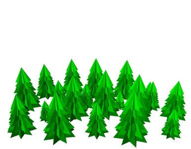 云杉的树木。孤立对白色 background.3d 矢量图