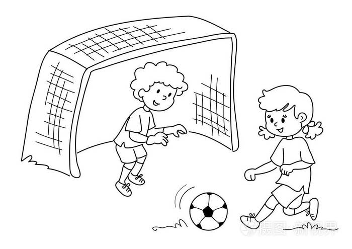 朋友们玩足球矢量插画-正版商用图片0wgdvf-摄图新视界