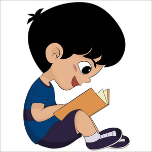 可爱的孩子读一本书的考试照片