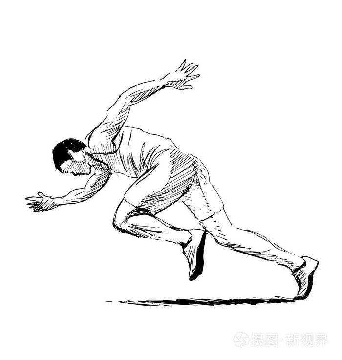 手绘奔跑的人插画
