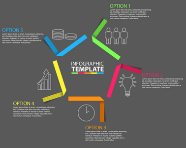 五步矢量纸信息图表模板