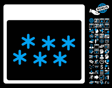 雪花日历页单位矢量图标与奖金