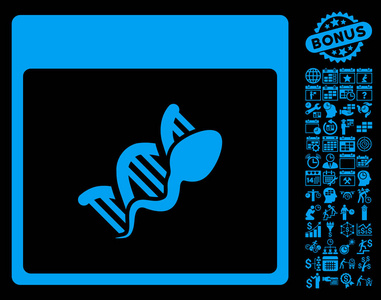 精子 Dna 复制日历页单位矢量图标与奖金
