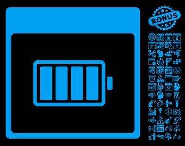 电池日历页单位矢量图标的奖金图片
