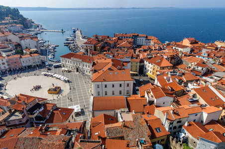 Piran 镇的鸟瞰图