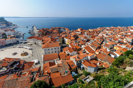 Piran 镇的鸟瞰图