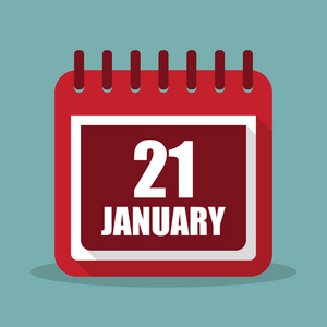 1 月 21 日在平面设计中的日历。矢量图