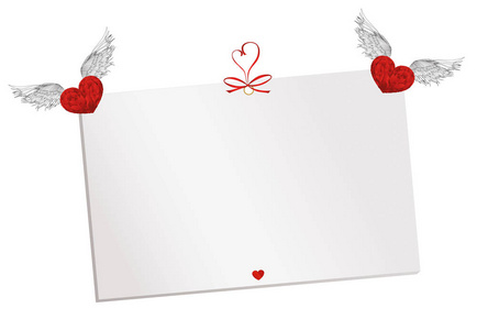 礼品卡绑着一颗红心。矢量。情人节那天