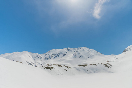 高山雪与下的清澈的天空图片