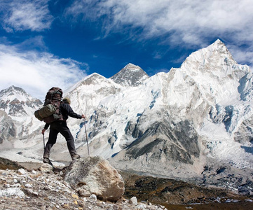 珠穆朗玛峰从 Kala Patthar 与旅游