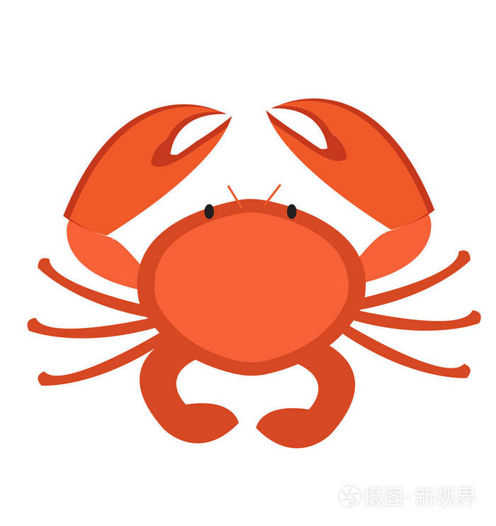 螃蟹图标平面样式.白色背景上的孤立.矢量图,剪贴画