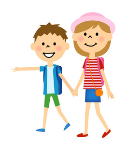 一家人带着两个孩子去野餐可爱的孩子在牛仔裤套装去泥路手写文字书写